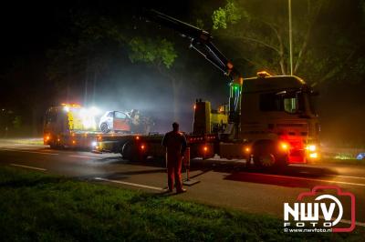 Zeer ernstig eenzijdig ongeval op Zuiderzeestraatweg N308 bij Elburg: 19-jarige automobilist uit Oldebroek overleden. - © NWVFoto.nl